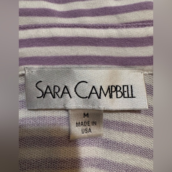 SARA CAMPELL butter soft light weight purple striped sweater M - Picture 5 of 6